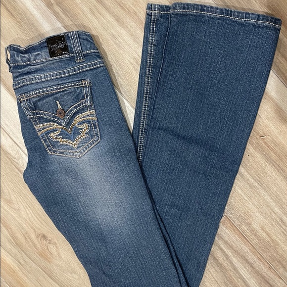 Royal Blue Denim - Ladies boot cut jeans extra long length